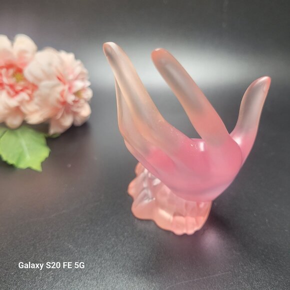 Vintage Acrylic/Lucite Hand Figurine Pink Ring Holder - Picture 4 of 9